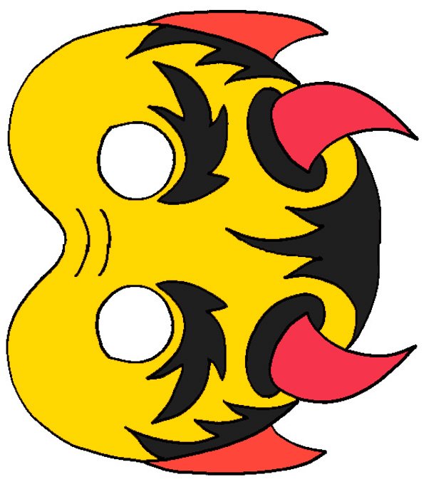 masque de diable jaune et rouge
