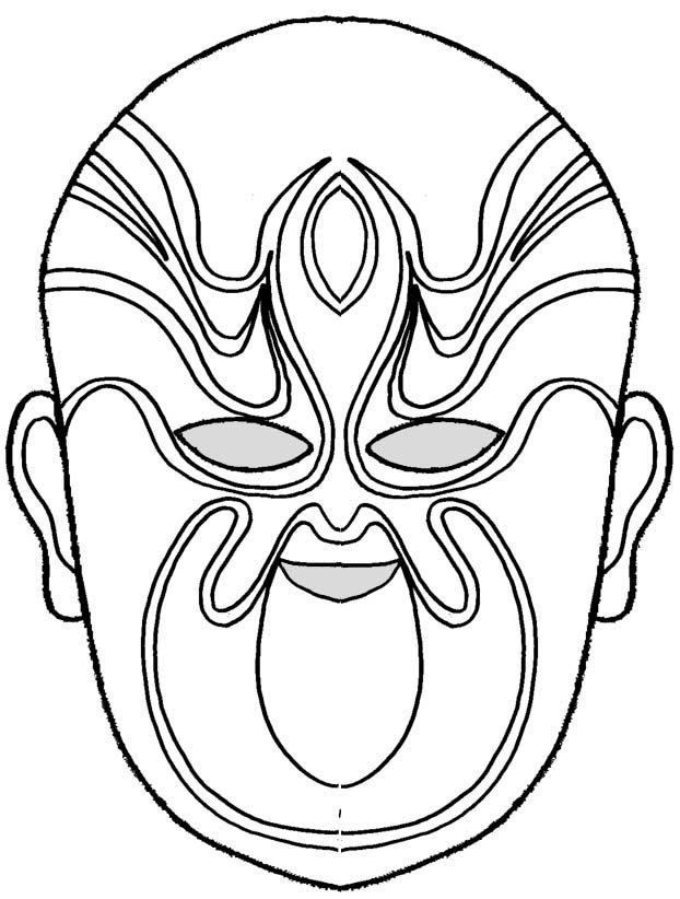 coloriage masque de l'op&eacute;ra chinois : masque 3
