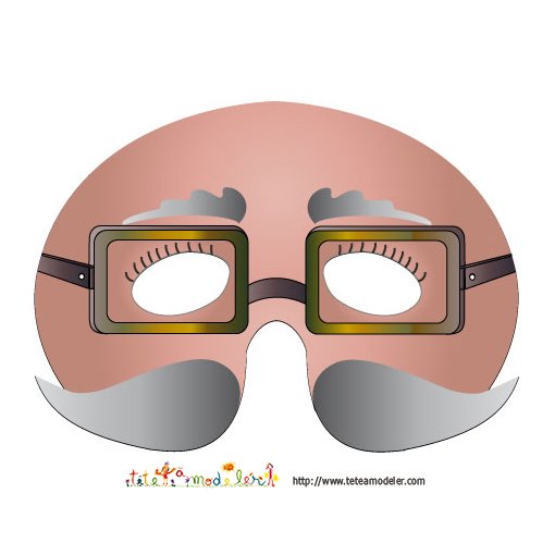 Imprimer le modèle du masque de vieux monsieur aux moustaches grises