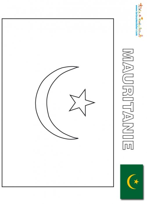 Coloriage du drapeau de la Mauritanie