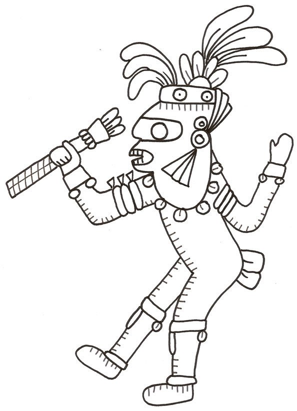 Imprimer le dessin d'un motif mexicain antique &agrave; colorier : l'indien dessin 2
