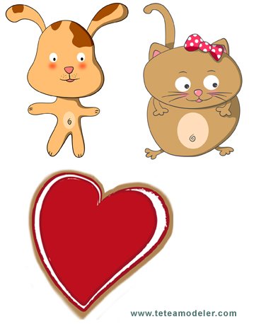 Chien, chat et coeur