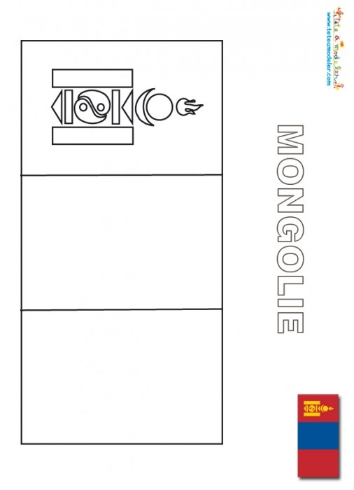 Coloriage du drapeau de la Mongolie