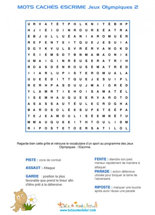 Mots cachés sur l'escrime 2