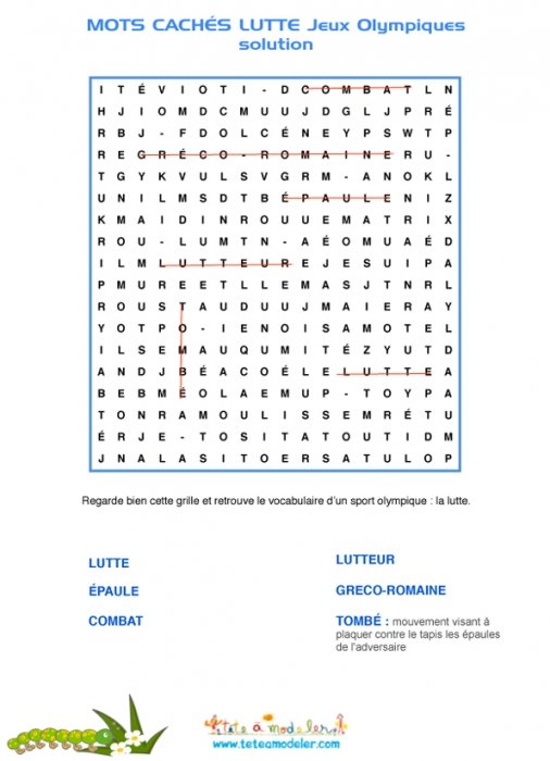 Lutte solution grille de mots cachés 1