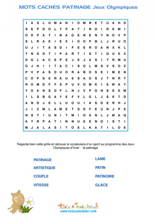 Patinage mots cachés