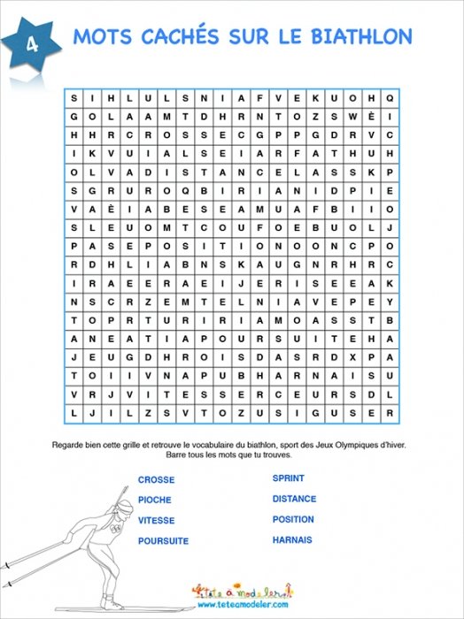 Biathlon - jeu de mots cachés 4