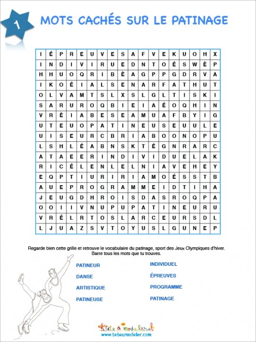 Patinage - mots cachés 1