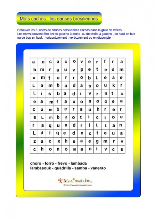 Jeu de mots cachés : Brésil 2  