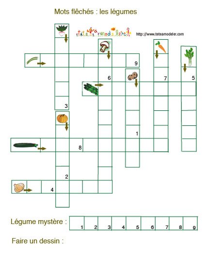 Jeu de mots Fléchés: des légumes