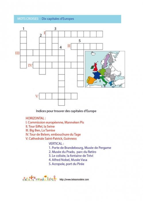 Union Européenne n°4, Jeu de mots croisés :
