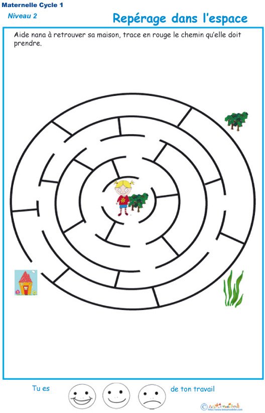 Imprimer le labyrinthe 1 : Nana et sa maison
