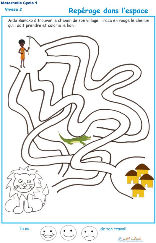 Imprimer le jeu de labyrinthe 3 pour apprendre le rep&eacute;rage dans l'espace MS
