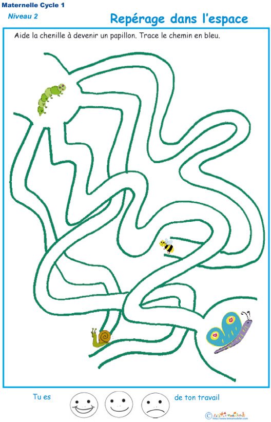 Imprimer le labyrinthe 5 MS : La chenille 
