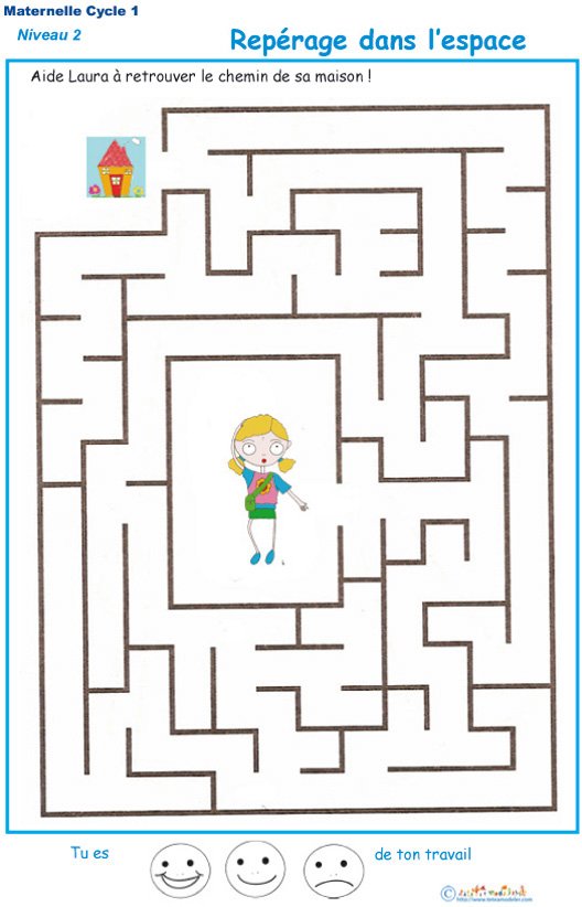 Imprimer le labyrinthe 7 MS : Laura et sa maison 
