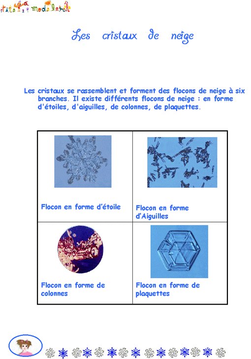 livre sur la neige - les cristaux
