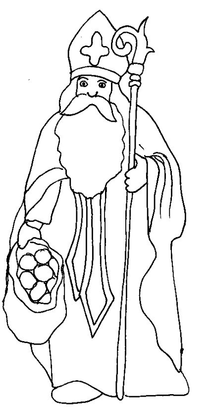 coloriage Saint Nicolas aux pommes
