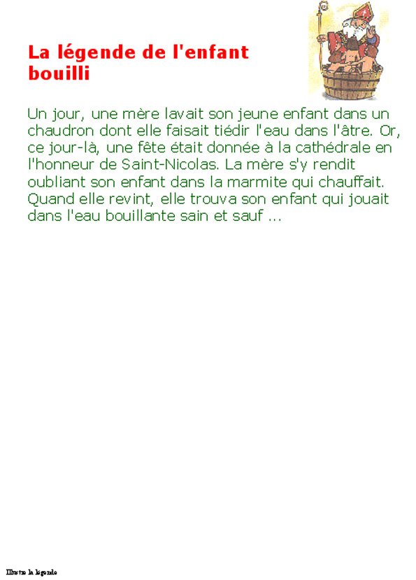 Saint Nicolas et la l&eacute;gende l'enfant bouilli
