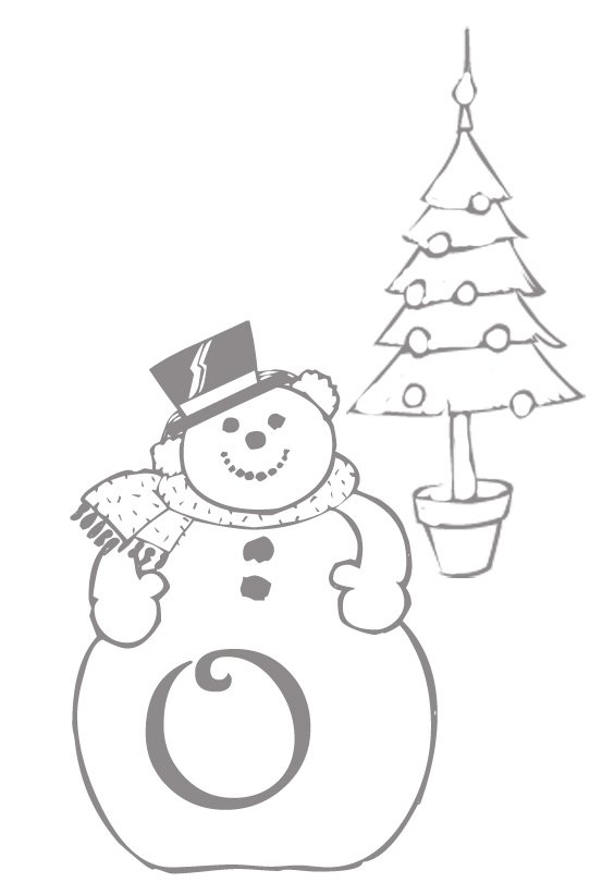 Coloriage alphabet bonhomme de neige : lettre "O"
