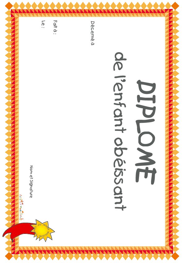 diplome enfant obeissant losanges
