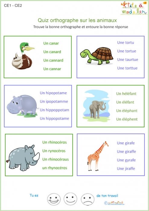 Exercice 1 d'orthographe pour le CE1 