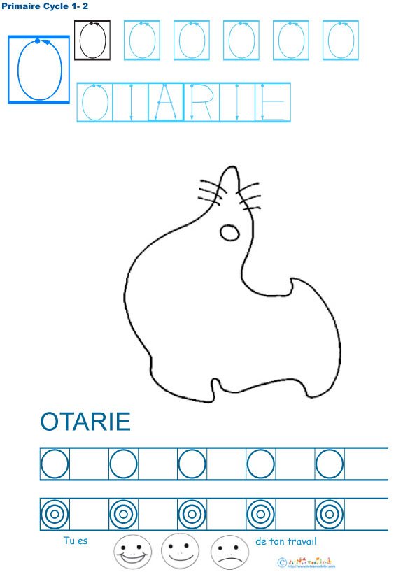 Imprimer la fiche graphisme sur O et otarie 
