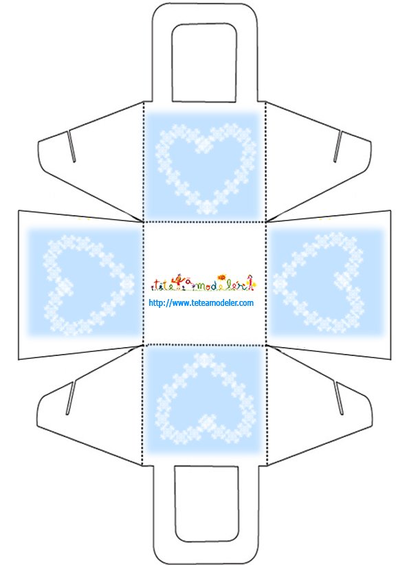 Panier cadeau bleu et coeur a imprimer
