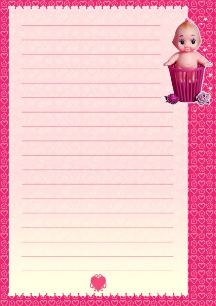 Papier a lettre fille avec bebe