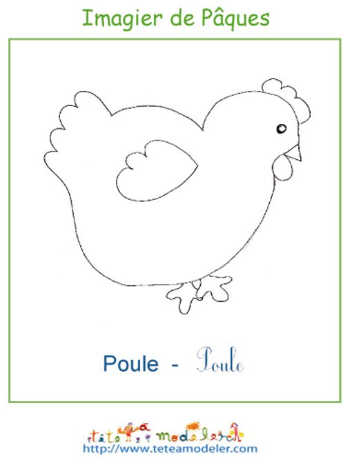 Imprimer la poule de l'imagier de P&acirc;ques
