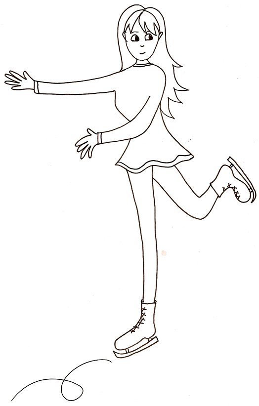 coloriage patinage sur glace individuel fille

