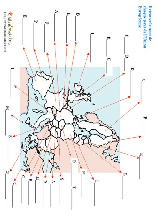 Imprimer l'activité sur les noms des pays d'Europe