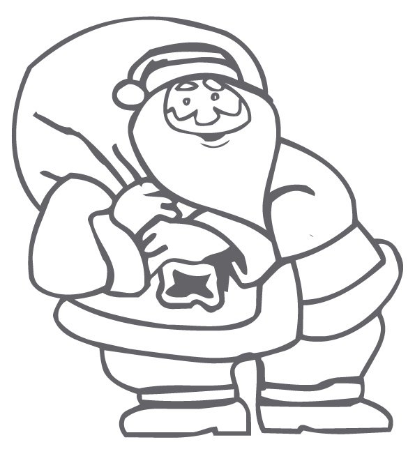 coloriage du P&egrave;re No&euml;l portant son sac 
