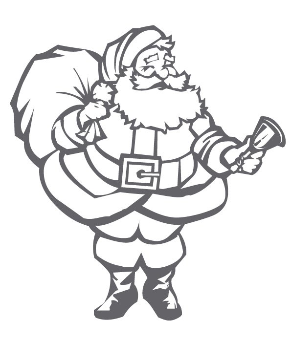 coloriage du P&egrave;re No&euml;l qui sonne la cloche
