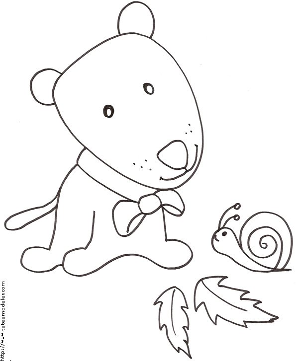Coloriage du petit chien tout mignon &agrave; l'escargot
