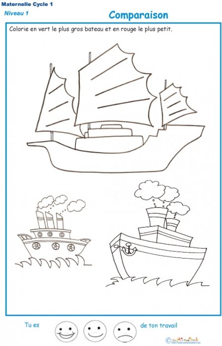 Imprimer l'exercice sur le plus grand et le plus petit bateau
