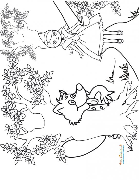 Le loup guette le petit chaperon rouge