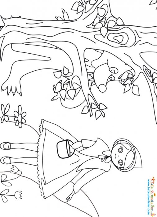 Le loup du petit chaperon rouge est caché