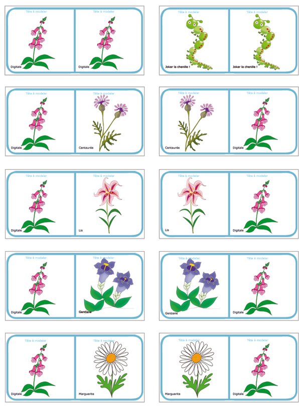 Dominos sur les fleurs Planche 5 à imprimer