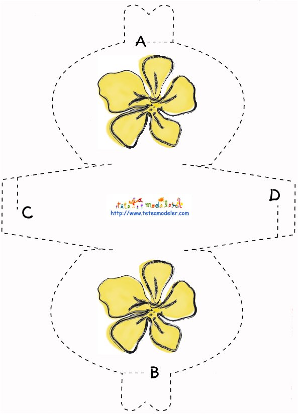 Imprimer le mod&egrave;le de pochette &agrave; cadeau grosse fleur jaune
