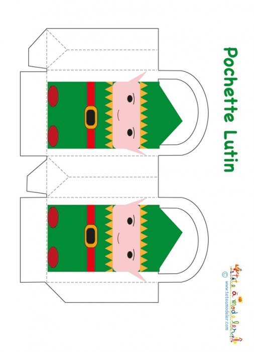Modèle de pochette Lutin du Père Noël
