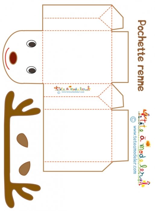 Pochette cadeau renne blanc