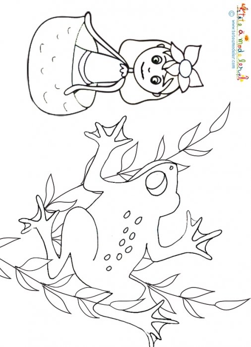 Coloriage Poucette et le crapaud