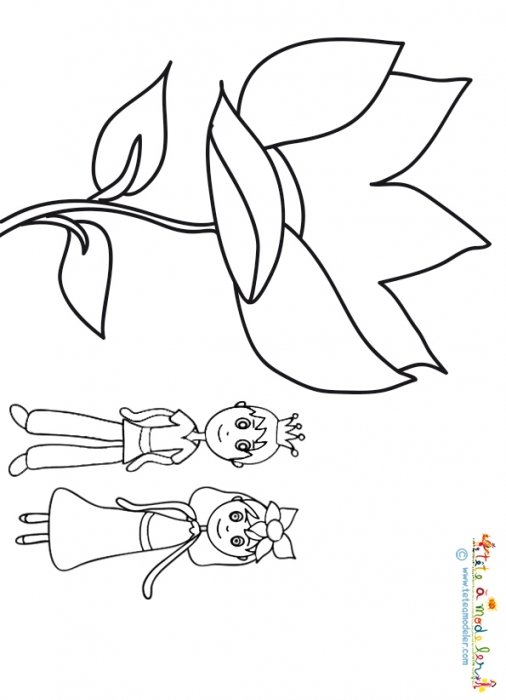 Coloriage de Poucette et du prince