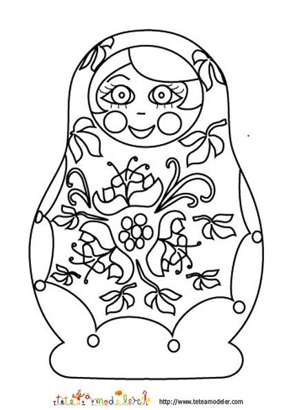 Coloriage d'une poupée russe
