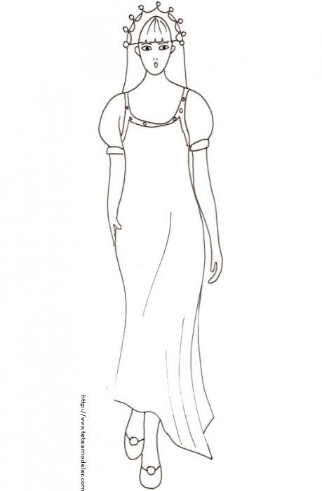 Coloriage de princesse : princesse à la robe empire