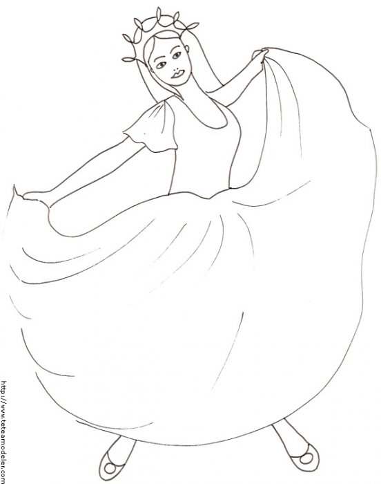 Coloriage de princesse : princesse qui danse seule