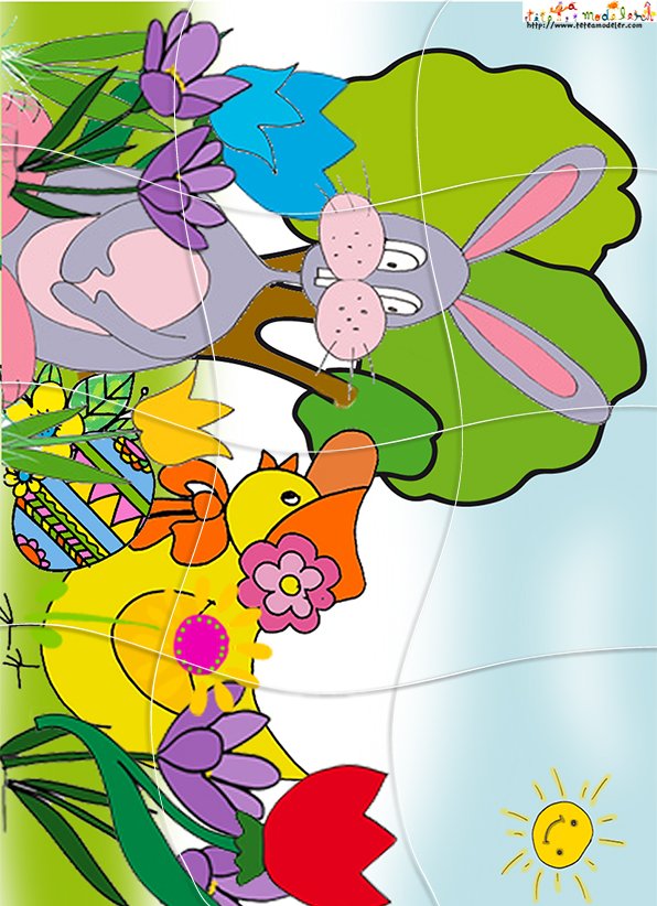 Puzzle du lapin de Pâques et de la poule de Pâques