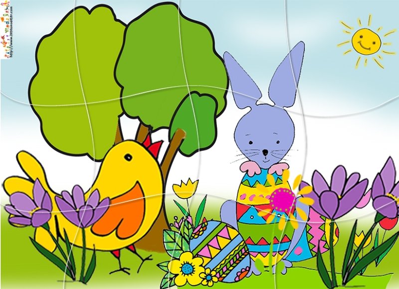 Puzzle de Paques : la chasse aux oeufs de Pâques