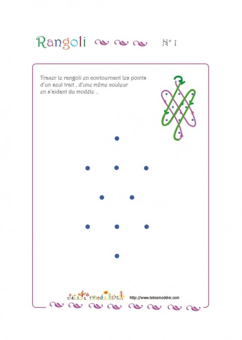 Jeu de dessin géométrique : rangoli 1