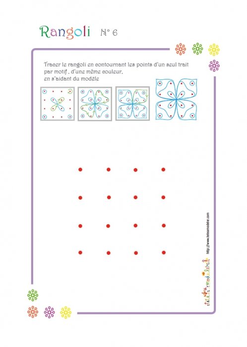 Jeu de dessin géométrique : rangoli 6